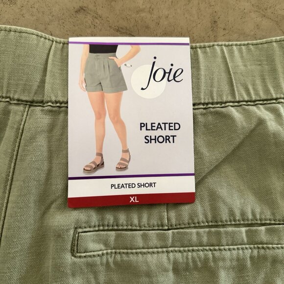 Joie Women’s Pleated Shorts Faded Cactus Green Sz XL NWT MSRP $158 Cotton Linen - Picture 6 of 11